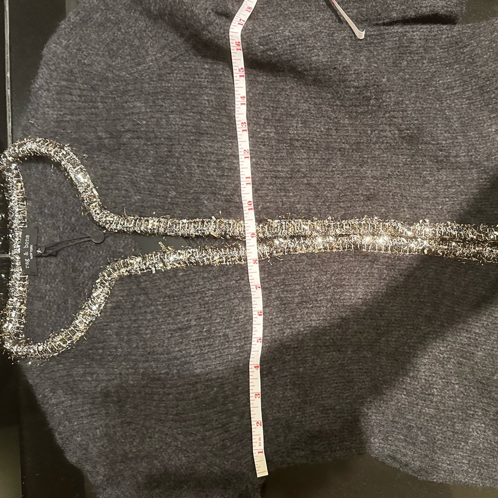 Rag & Bone Davies Metallic-Trim Crewneck Festive Knit Cardigan - Picture 9 of 10